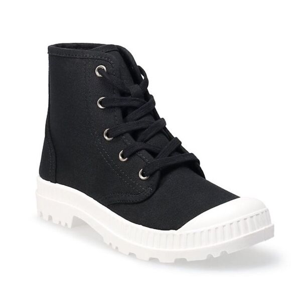 SO Dragonfruit Lace up Ankle Boots in Black/White - Picture 1 of 10